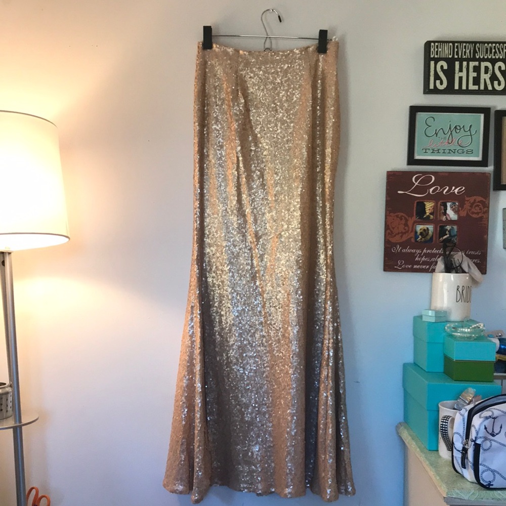 brand new! Rose gold maxi skirt